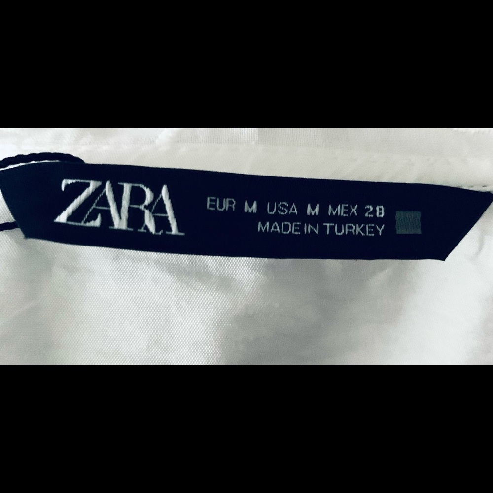 ZARA EMBROIDERED  COLLAR TOP OYSTER WHITE - Picture 4 of 7